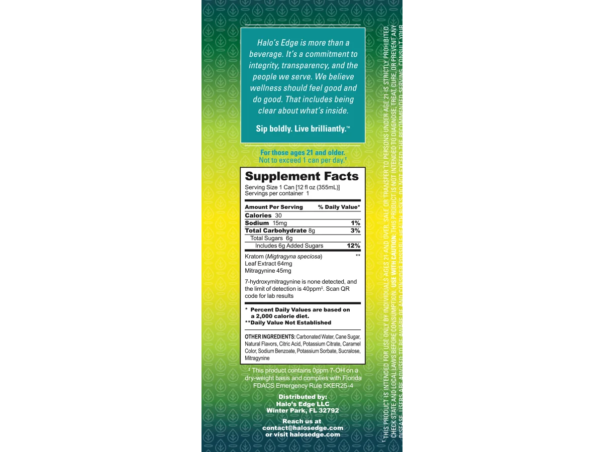 Third Eye Lime can back panel with product information and supplement facts